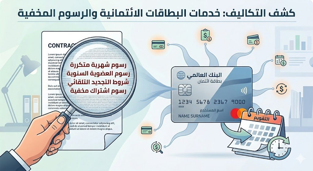 شكل (2): توضيح لخدمات البطاقات الائتمانية والرسوم والاشتراكات المخفية